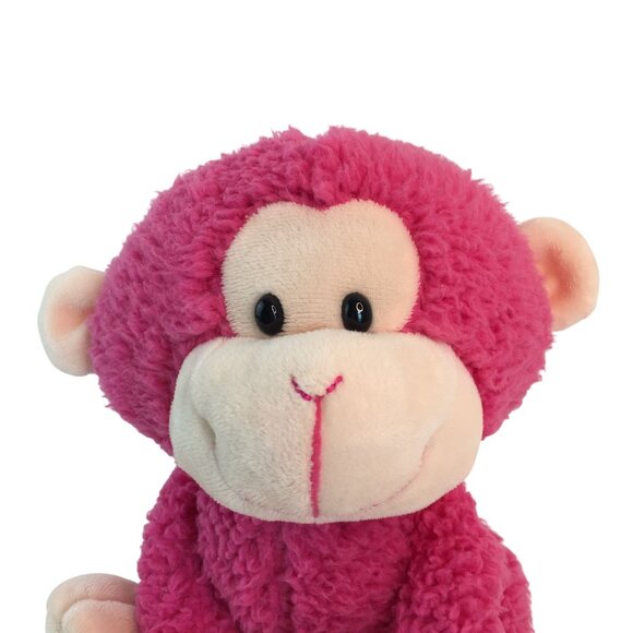 Inter-American Pink Monkey 9" Plush Stuffed Animal Toy Sherpa Fur Ape Chimpanzee - Picture 2 of 9